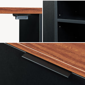 Wastafelonderkast Trond 60x66x30 cm Zwart/Walnootlook [en.casa]