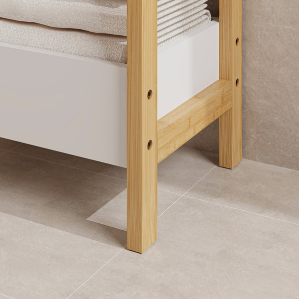 Badrek Anun met 3 niveaus 75x28x20 cm bamboe natuur/wit [en.casa]