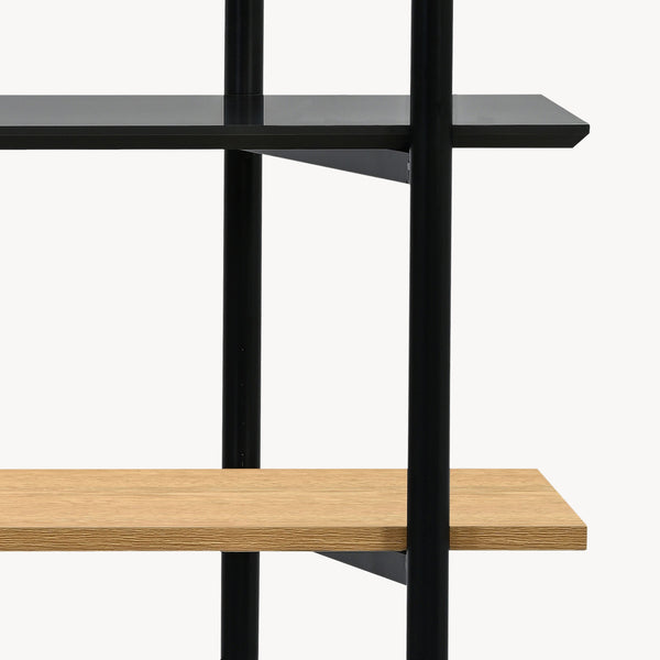 Boekenkast Kappespoo 124x80x35 cm Zwart/Eikenlook [en.casa]