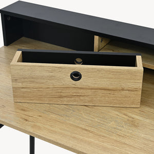 Bureau Var 93x90x50 cm Zwart/Eikenlook [en.casa]