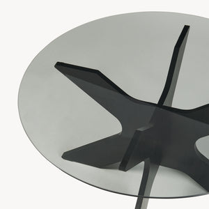 Salontafel Imi met glazen blad Ø70x35 cm Zwart/Grijs [en.casa]