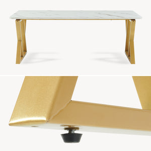 Salontafel Nolu 120x60x46 cm Goudkleurig/Marmerlook, wit [en.casa]