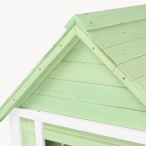 Kinderspeelhuis Kuoldsvin Dennenhout 144x102x90 cm Groen/Wit [en.casa]