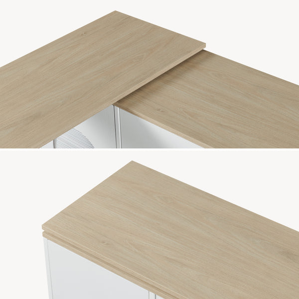 Rijdbaar keukeniland met draaibaar werkblad Kudebola 115x40x94 cm eikenlook/wit [en.casa]