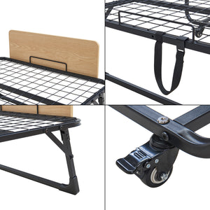 Opklapbed Lustendi 90x200 cm met matras zwart eiken en wit [en.casa]