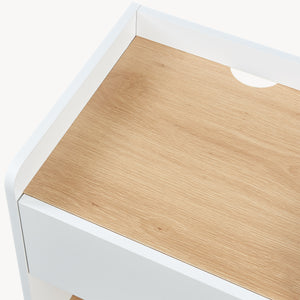 Nachtkastje Kuorshare 55x42x37 cm wit en eikenkleurig [en.casa]