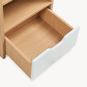 Nachtkastje Bordkak 45x36x34 cm eikenkleurig en wit [en.casa]