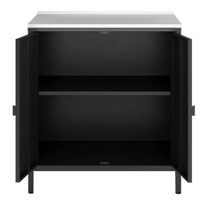 Tuinmeubelset Bolognano 3-delig kast rek serveerwagen staal zwart casa.pro