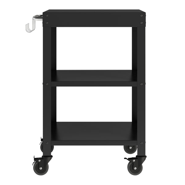 Tuinmeubelset Bolognano 3-delig kast rek serveerwagen staal zwart casa.pro