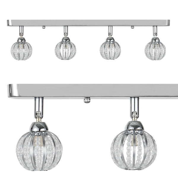 Plafondlamp Futura kristallen bollen 50x9x16 cm chroom 4xG9