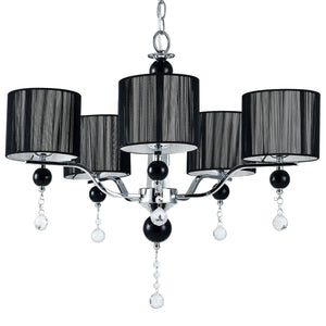 Kroonluchter 5-armig Heraklion 5xE14 chroom en zwart