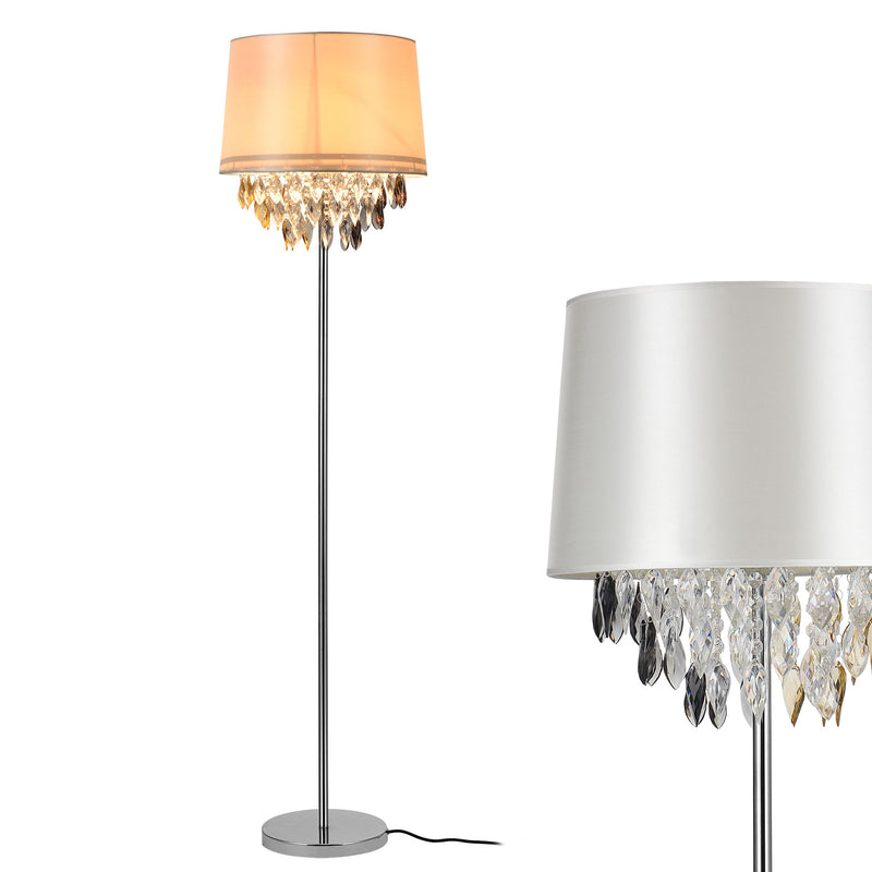 Maatschets Staande lamp Royality met kristallen 165 cm E27 wit en chroom