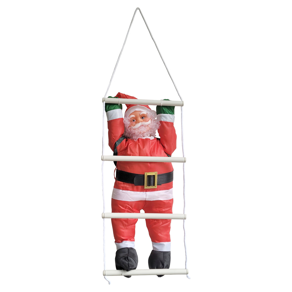 Klimmende Kerstman 60 cm op ladder 85x25 cm