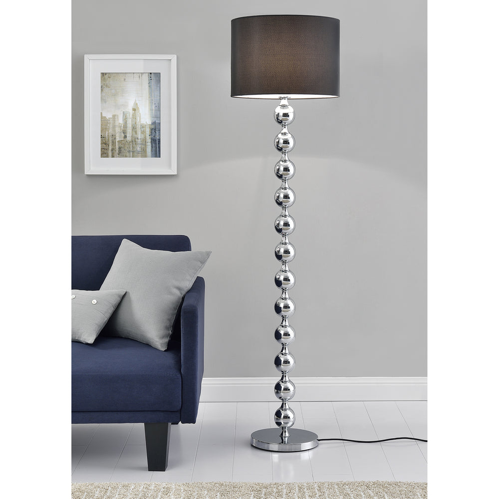 Vloerlamp Dallas staande lamp 155 cm E27 chroom en zwart