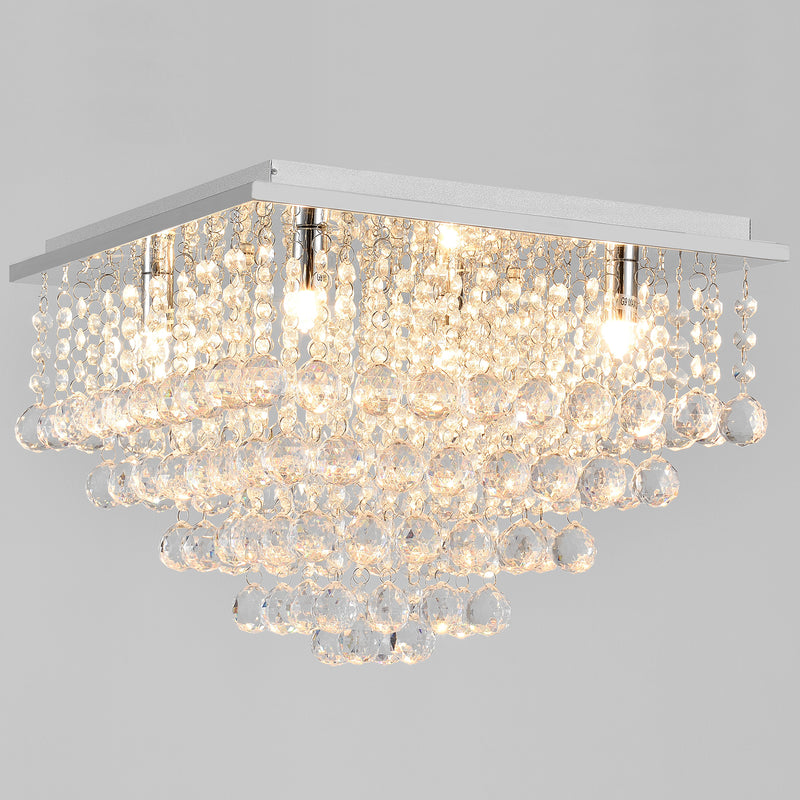 Maatschets Plafondlamp Veli Prisma 28x38x38 met kristallen chroom 4xG9