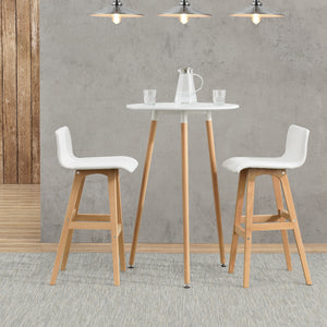 Design bartafel Retro rond MDF Ø70x107 cm wit en hout