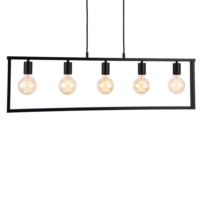 Maatschets Metalen hanglamp Glasgow 100x30 cm zwart 5xE27