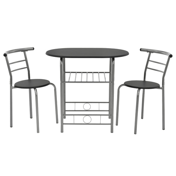 Bistroset metaal en hout eettafel met twee stoelen