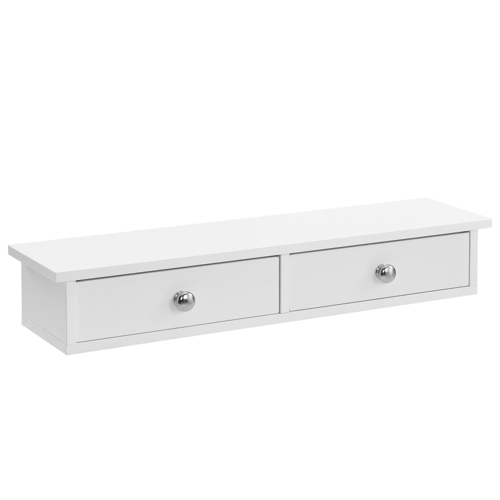 Wandplank Geeste 60x15x10 cm met 2 lades Wit [en.casa] - premiumXL