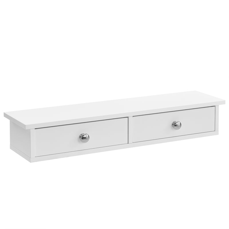 Maatschets Wandplank met 2 lades zwevend MDF 60x15x10 cm wit