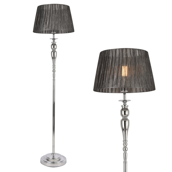 Vloerlamp staande lamp Lingen 151 cm chroom en grijs E27