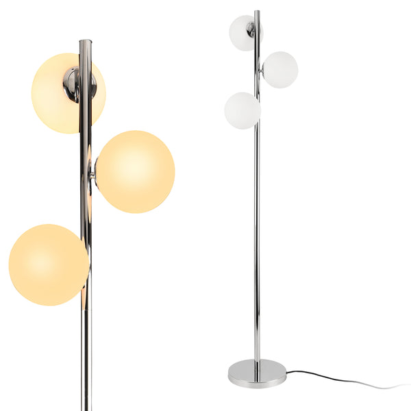 Staande lamp Gent vloerlamp 154 cm chroom en wit 3xE14