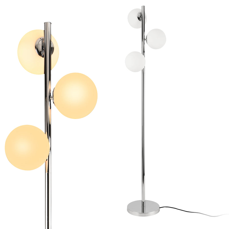Maatschets Staande lamp Gent vloerlamp 154 cm chroom en wit 3xE14