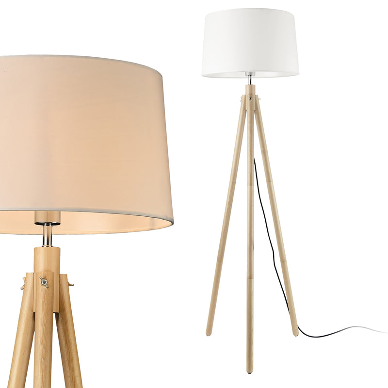 Maatschets Staande lamp Tomar vloerlamp 153 cm E27 houtkleurig en wit