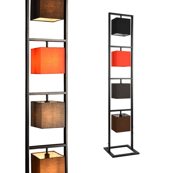 Vloerlamp staande lamp Tavira 4xE14 zwart rood grijs bruin 