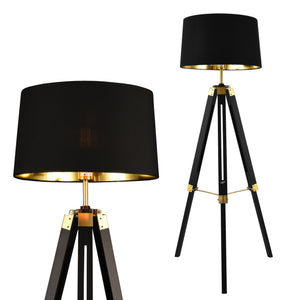 Staande lamp Karlsbad vloerlamp 145 cm zwart en messing E27