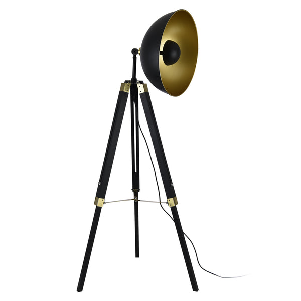 Staande lamp Ottawa vloerlamp 148 cm hout metaal E27 zwart
