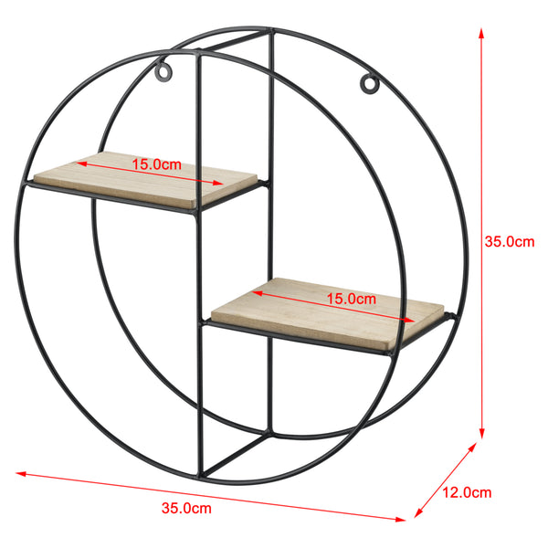 [en.casa] Wandrek rond zwart en hout 35x12 cm