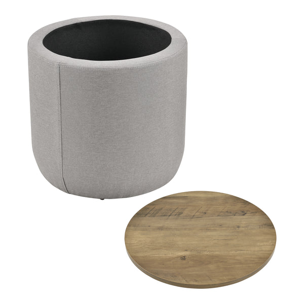 Salontafel Napier opbergtafel rond 41xØ43 cm hout en grijs