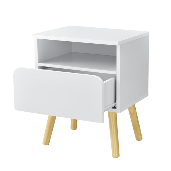 Nachtkastje Dargaville met lade 50x40x34 cm wit en hout