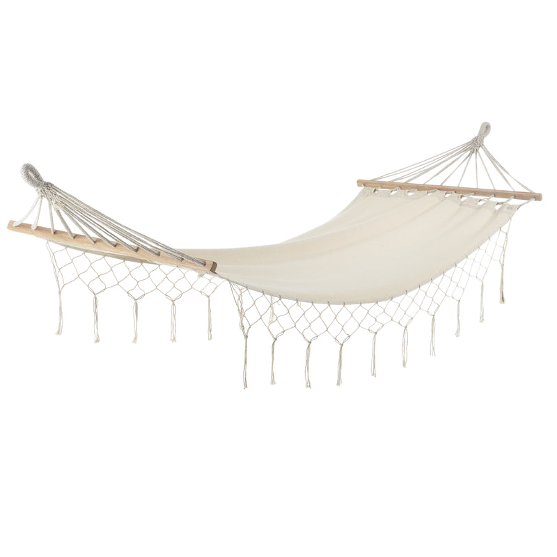 Maatschets Katoenen hangmat tot 150 kg 275x80 - ligvlak 180x70 creme 