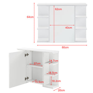 Badkamerkast met spiegel spiegelkast 64x80x20 cm wit