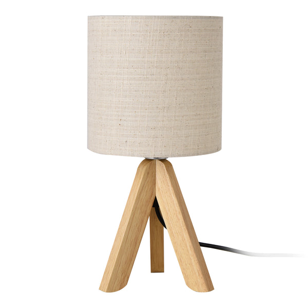 Tafellamp Koblenz tripod lamp 37,5xØ18 cm beige en hout E14