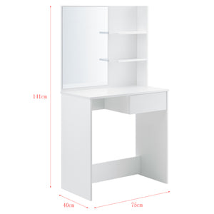Kaptafel Rustenburg met spiegel wit 141x75x40 cm wit