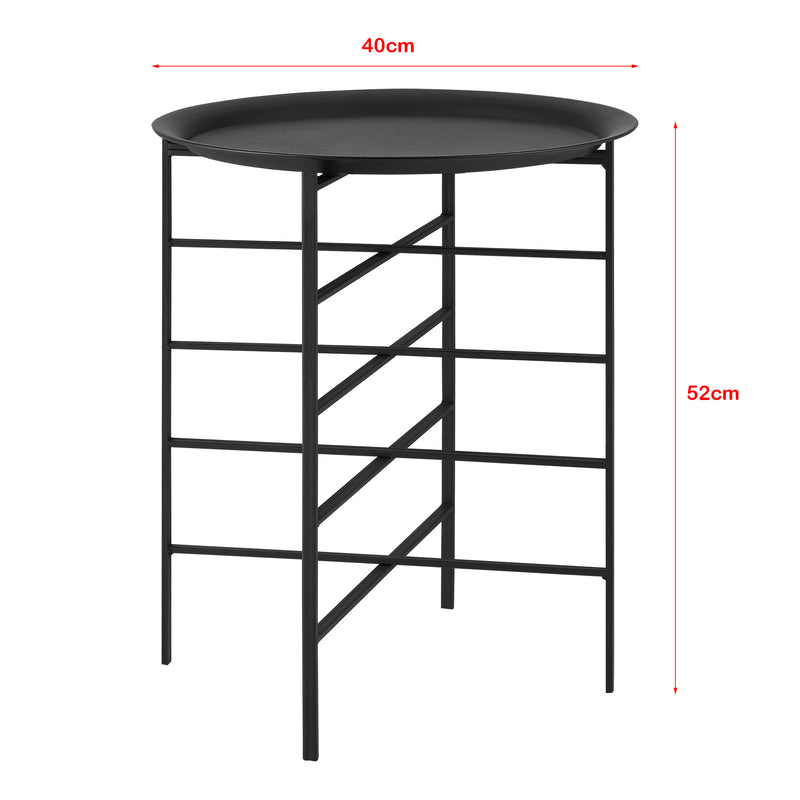 Maatschets Bijzettafel Gandia 40xØ52 cm met afneembaar tafelblad zwart