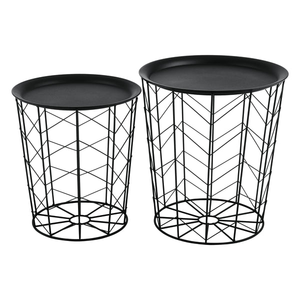 Bijzettafel Cerisey set van 2 met afneembaar tafelblad zwart