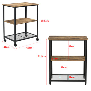 Keukentrolley Freiburg met 2 planken 76,5x60x40 hout zwart