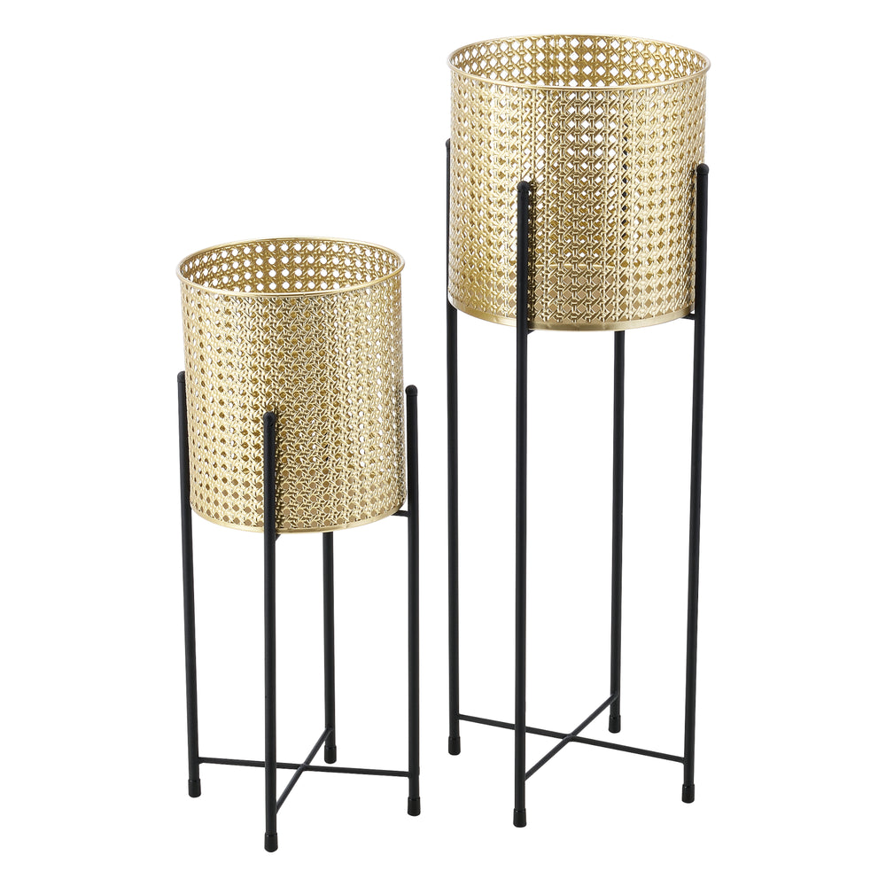 Blumentopf Ständer Mol 2 - tlg. Zwart - Goudkleurig en.casa - premiumXL