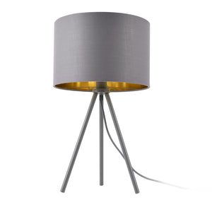 Tafellamp Metz tripod lamp metaal stof Ø30 cm E14 grijs goud