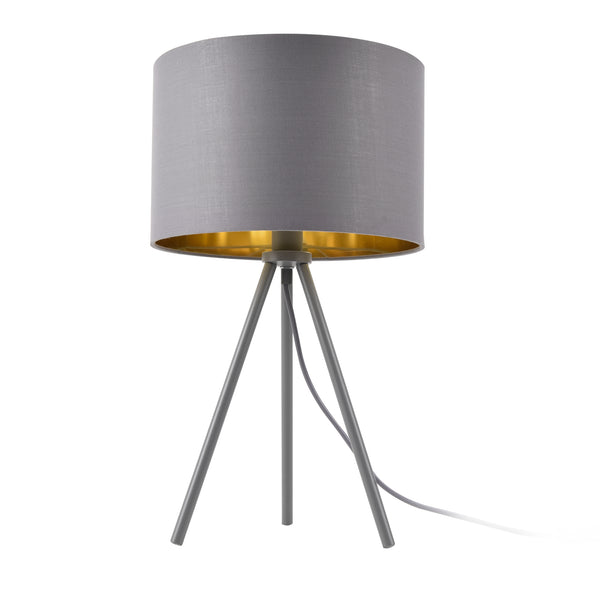 Tafellamp Metz tripod lamp metaal stof Ø30 cm E14 grijs goud