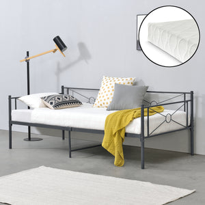 Metalen bed Alvesta met bedbodem en matras 90x200 cm - 3 varianten