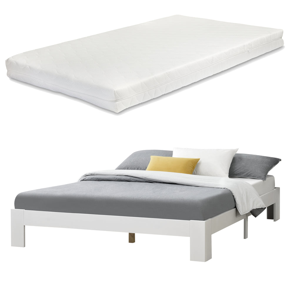 Holzbett Raisio met koudschuimmatras, verschillende kleuren en maten en.casa - premiumXL