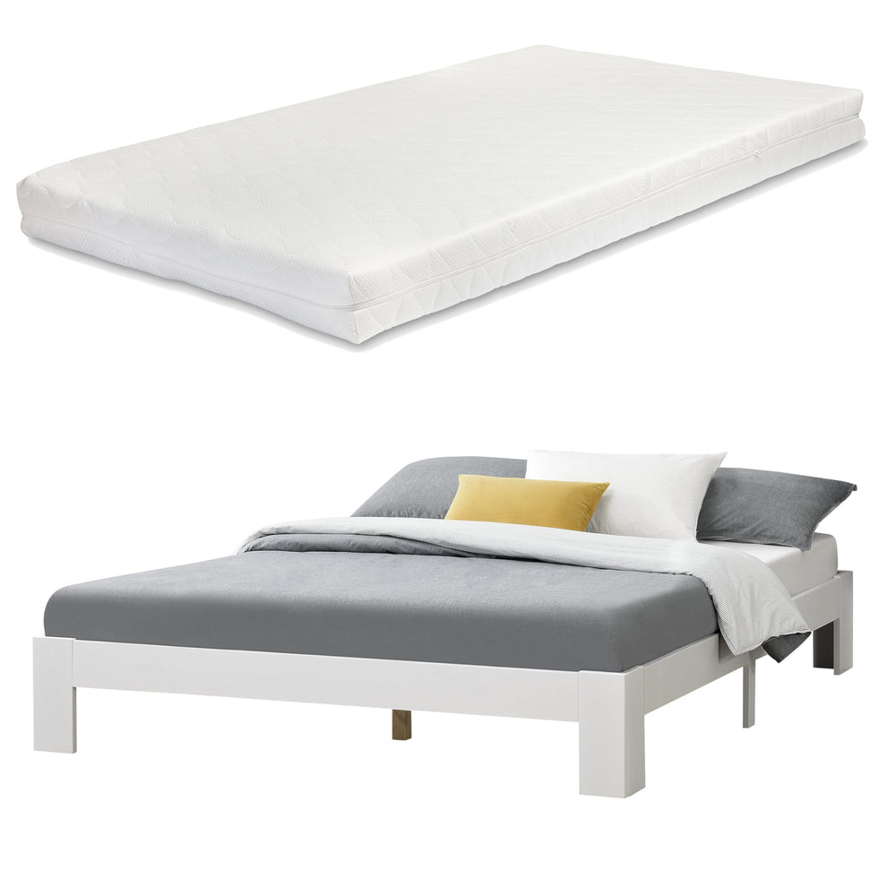Holzbett Raisio met koudschuimmatras, verschillende kleuren en maten en.casa - premiumXL