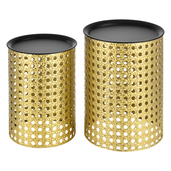 Bijzettafel Theux afneembaar dienblad set van 2 zwart goud