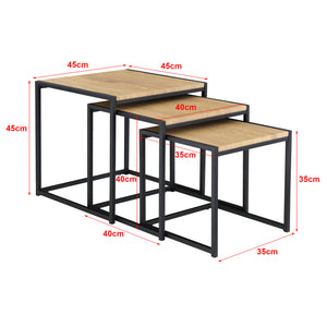 Salontafel Ringsaker set van 3 zwart en eikenkleurig