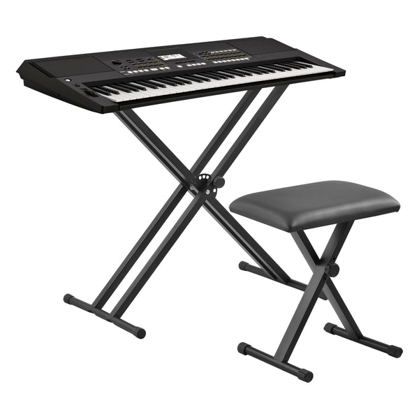 Piano keyboard standaard met kruk bankje hocker zwart